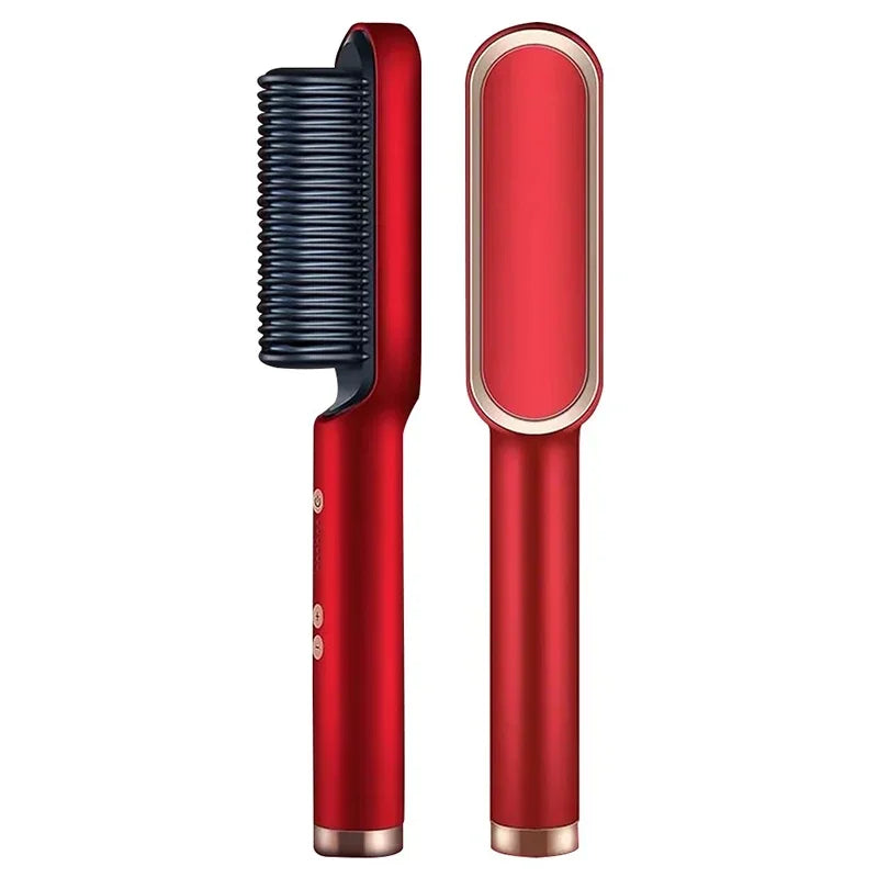 Thermostatic hair straightener Comb 5 temperature settings Straightening brush Quick heat professional hair straightening brush Peaceful Pleasures Health and Wellness Red US