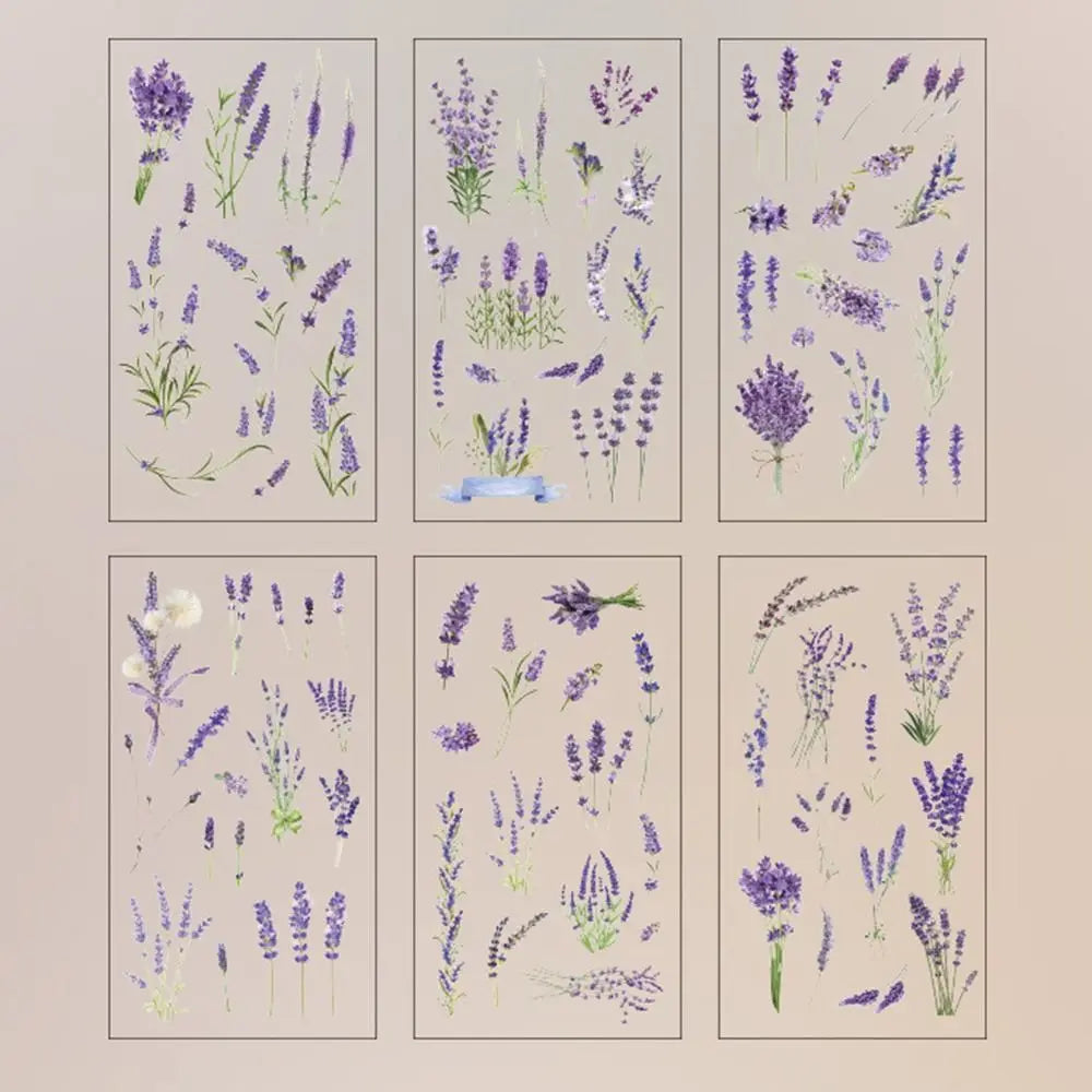 6 pcs/pack Nature PVC Plant Flower Sticker Vintage DIY sticker Scrapbook Stickers Adhesive Clear PET Transparent Flower Stickers Peaceful Pleasures Health and Wellness 07
