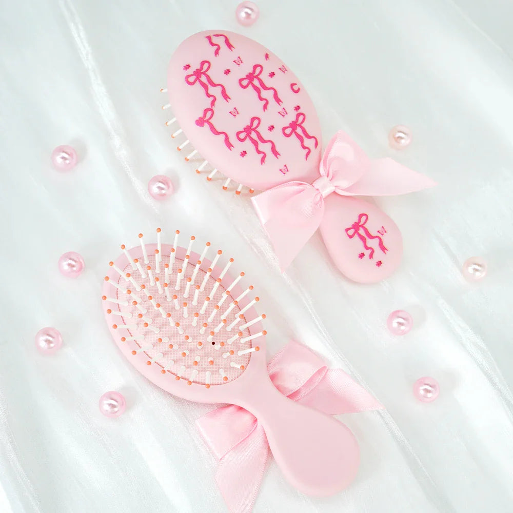 Coquette Pink Paddle Hair Brush – Bow & Butterfly Print