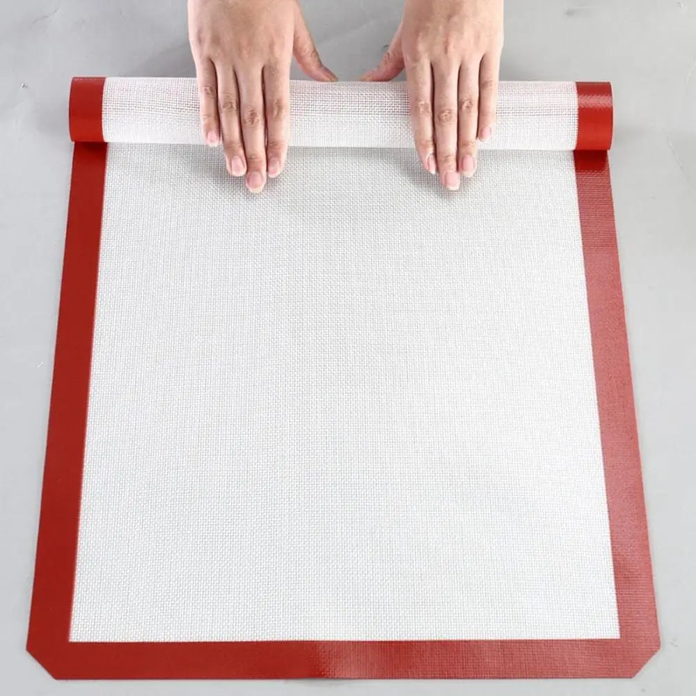 Non-Stick Silicone Baking Mat with Red Border, Reusable and Heat-Resistant, Easy to Clean, Ideal for Every Home Baker's Kitchen Peaceful Pleasures Health and Wellness