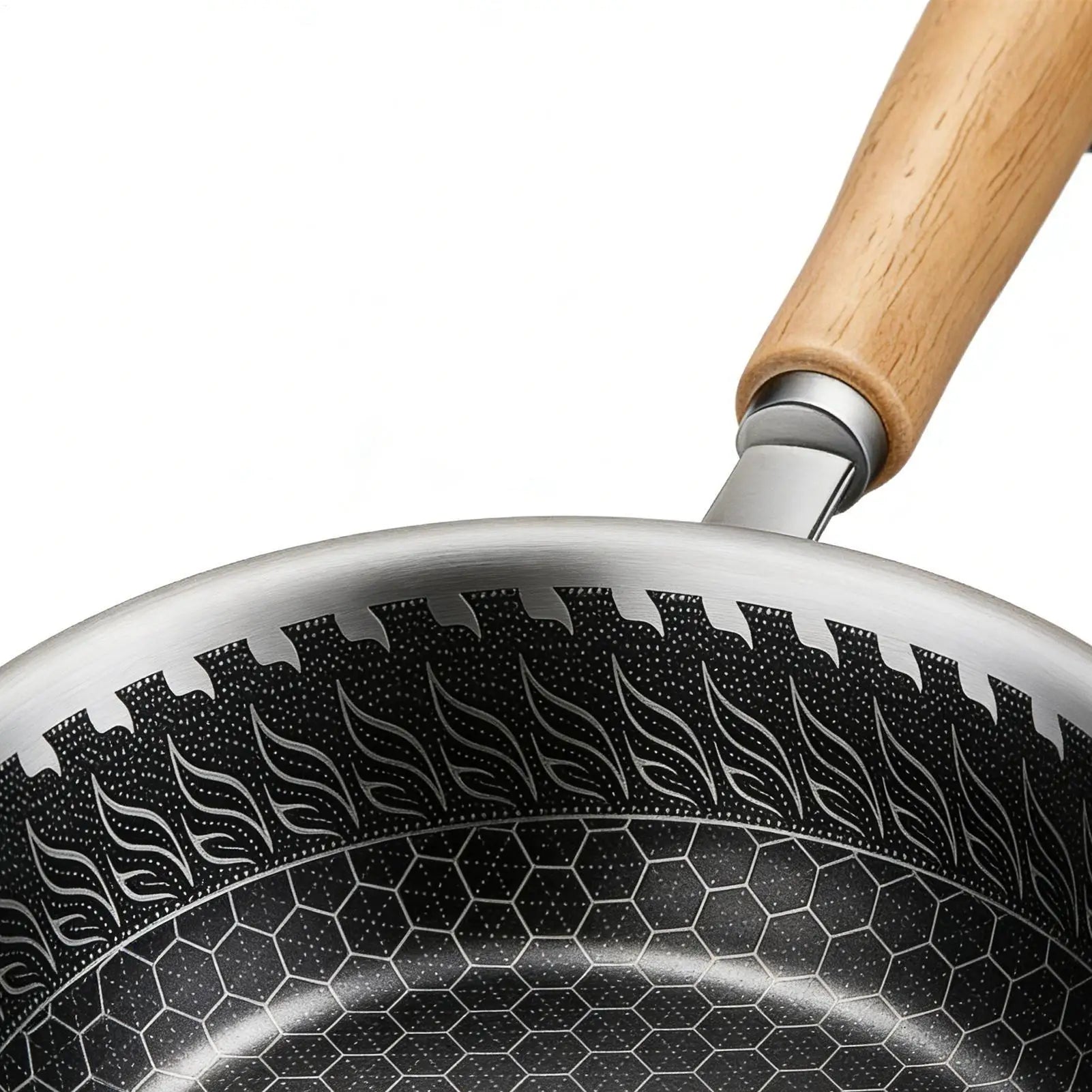Non Stick Frying Pans Wooden Handle Skillet Pot Grill Pan Cookware for Eggs Fish Vegetables Pork Chicken Home Hotel Restaurant Peaceful Pleasures Health and Wellness