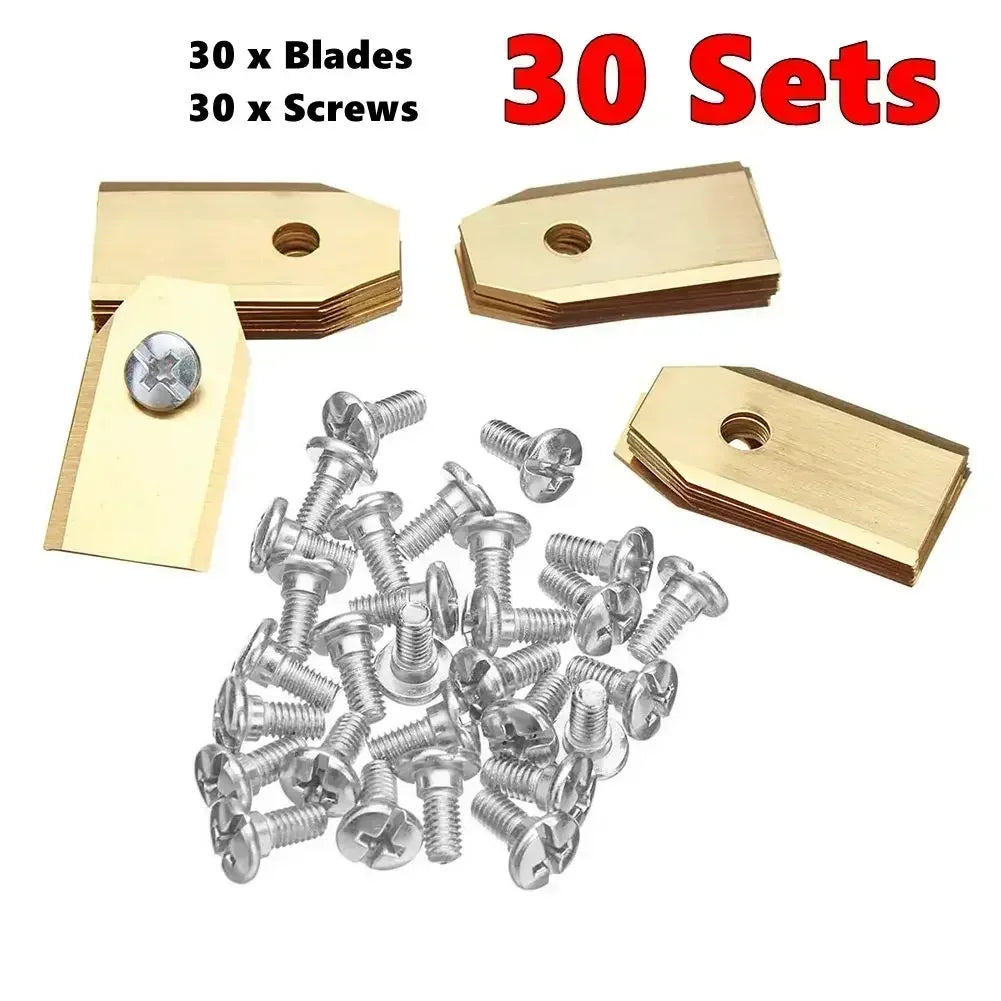 2025 New 30pcs Lawn Mower Cutting Blades W/Screw Kit Replacement for Husqvarna Automower/Gardena Robotic Lawnmower Repair Peaceful Pleasures Health and Wellness Gold-30sets