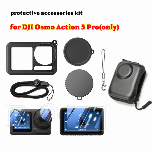 DJI OSMO Action 5 Pro Case, Lens Cover & Screen Protectors 6-Pack Camera Accessory Kit Oasis Select