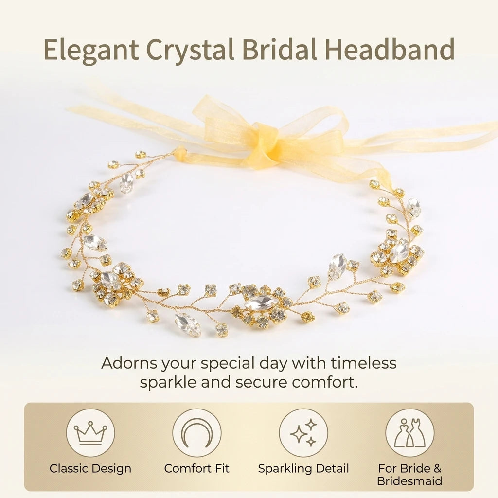 Bridal Headpiece With Alloy Base And Crystal Rhinestones For Wedding Dress Peaceful Pleasures Health and Wellness