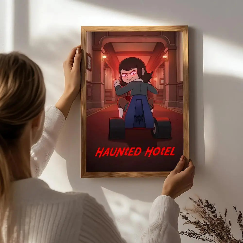 Haunted Hotel Game Poster – HD Waterproof Self-Adhesive Wall Art Wall Art Poster Peaceful Pleasures Health and Wellness White5 50X70cmNoframe