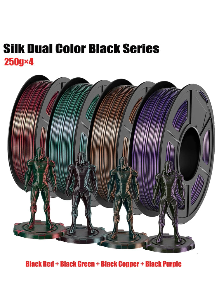 Silk Dual Color PLA Filament 1.75mm Bicolor Two-Tone 3D Print