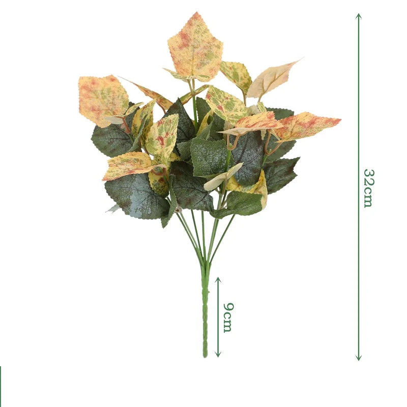 Silk Artificial Tortoiseshell Bamboo Dieffenbachia Fake Leaves