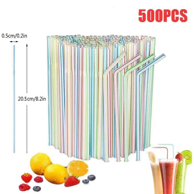 Colorful Flexible Plastic Drinking Straws – Bulk 100–1000 Pack