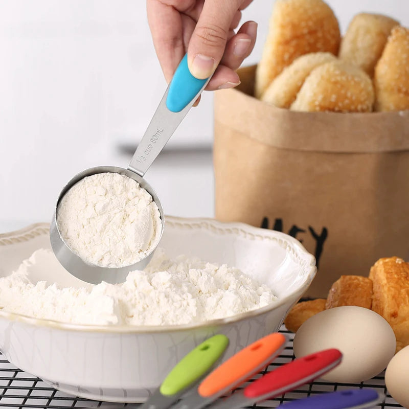 5/10Pcs Stainless Steel Measuring Cups And Spoons Set Kitchen Accessories For Baking Cake Cooking Making Measuring Kitchen Tools Peaceful Pleasures Health and Wellness