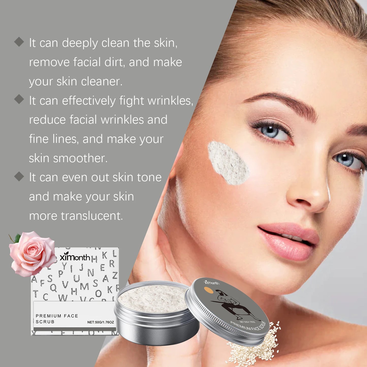 Ximonth Facial Scrub – Deep Cleansing Pore Exfoliator 50g