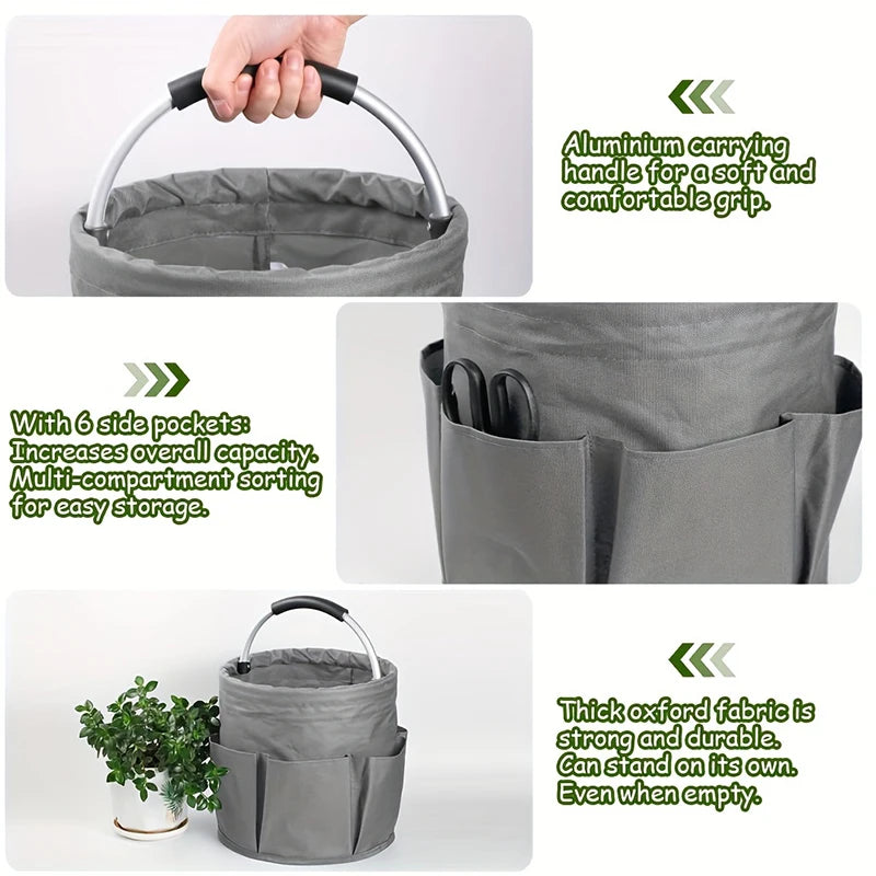 Oxford Cloth Portable Foldable Hand-held Storage Basket Outdoor Large Capacity Picnic Basket Clean Supplies Storage Bag Toolkit Peaceful Pleasures Health and Wellness