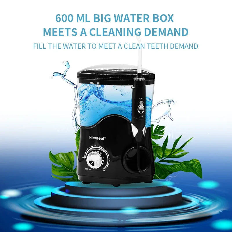 600ml Water Flosser Oral Irrigator | 7 Nozzles, 10 Pressures