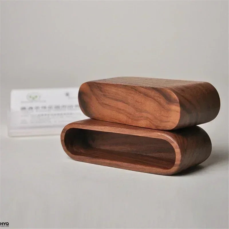 Wooden Business Card Holder Note Display Rack Office Supplies