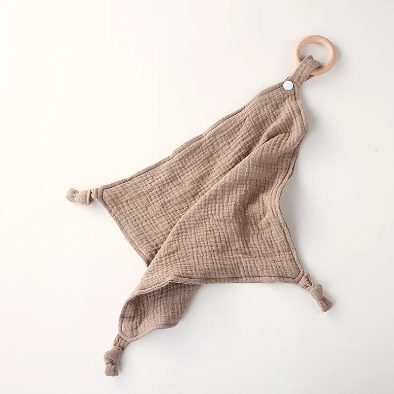 Wooden Ring Baby Drool Bib & Burp Cloth – Soft Cotton Washcloth