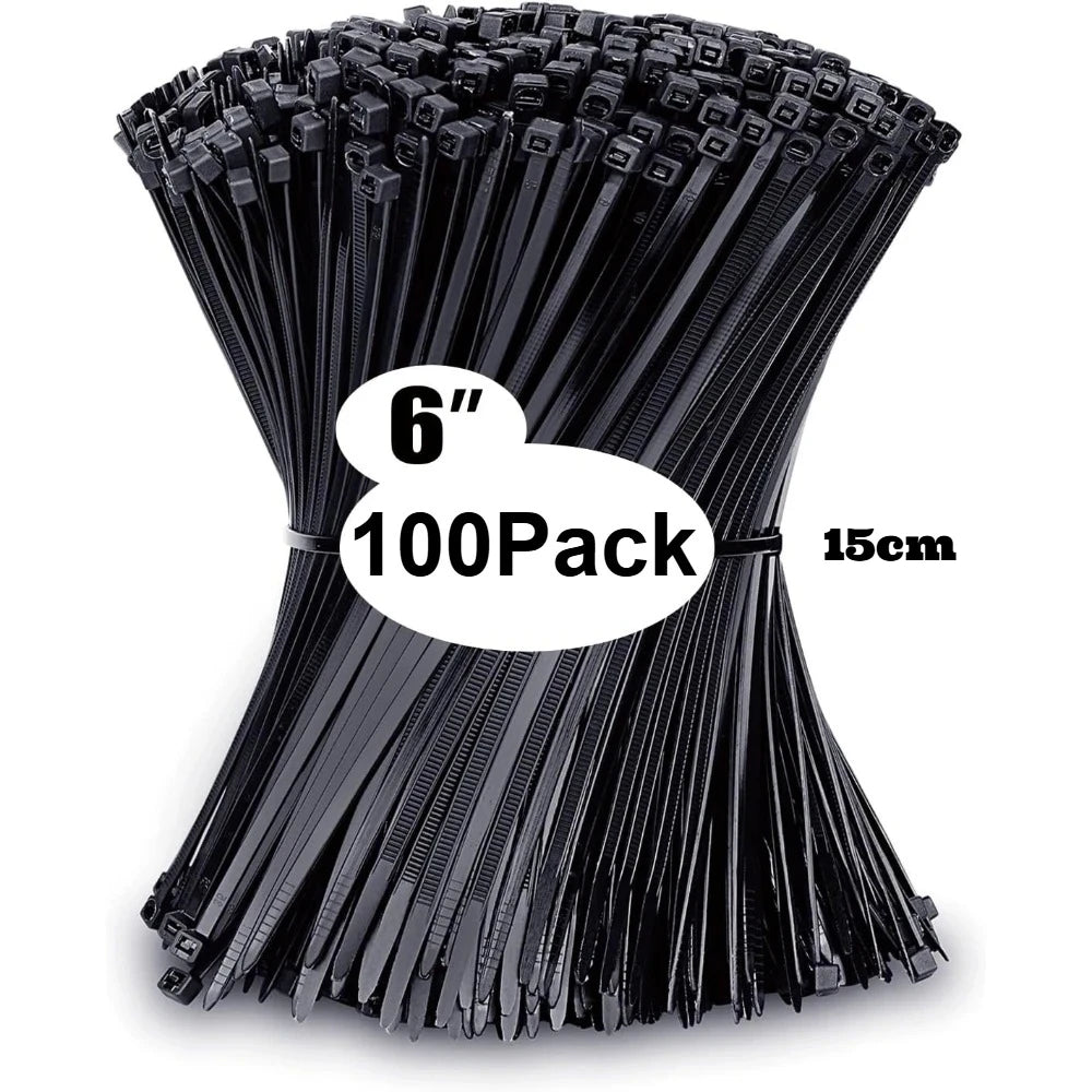 400 Pack Assorted Black Zip Ties 4" 6" 8" 12" UV Resistant Nylon