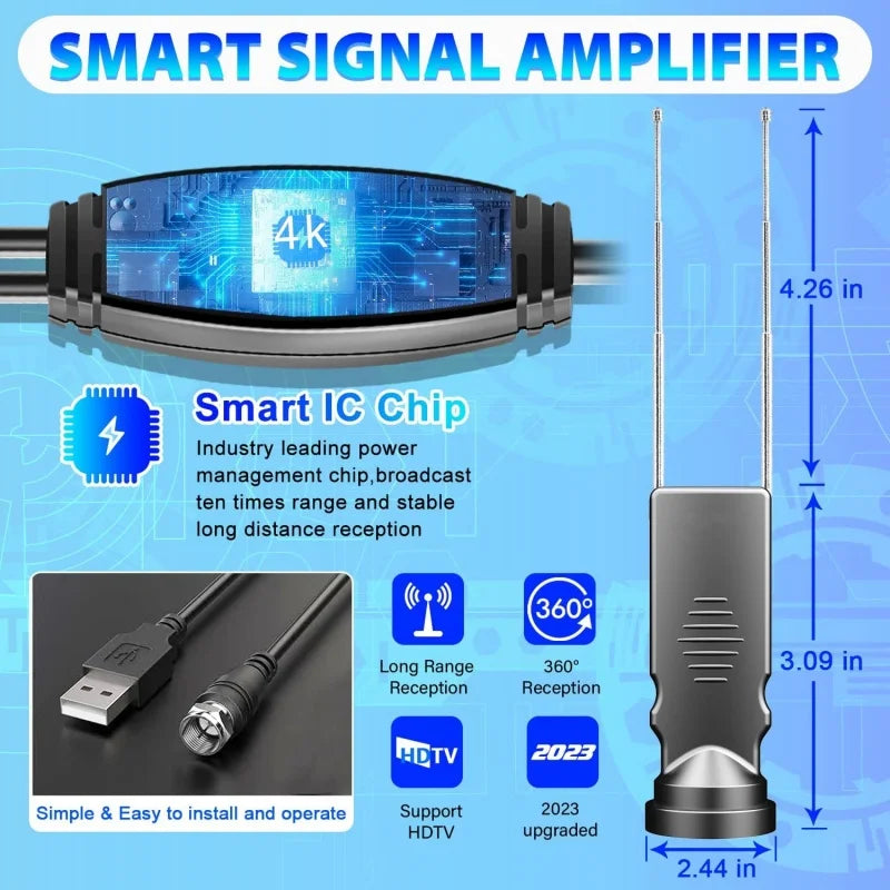 HD Digital Indoor TV Antenna – Free Channel Signal Booster