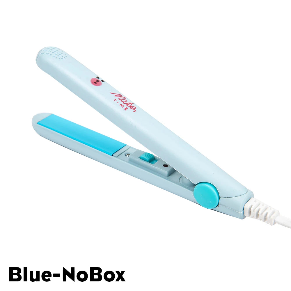 Mini Hair Iron Straightener & Curler Fast Heating Straightener Flat Iron Ceramic Straight Hair Iron Stlying Tools For Women Girl Peaceful Pleasures Health and Wellness Blue-NoBox EU