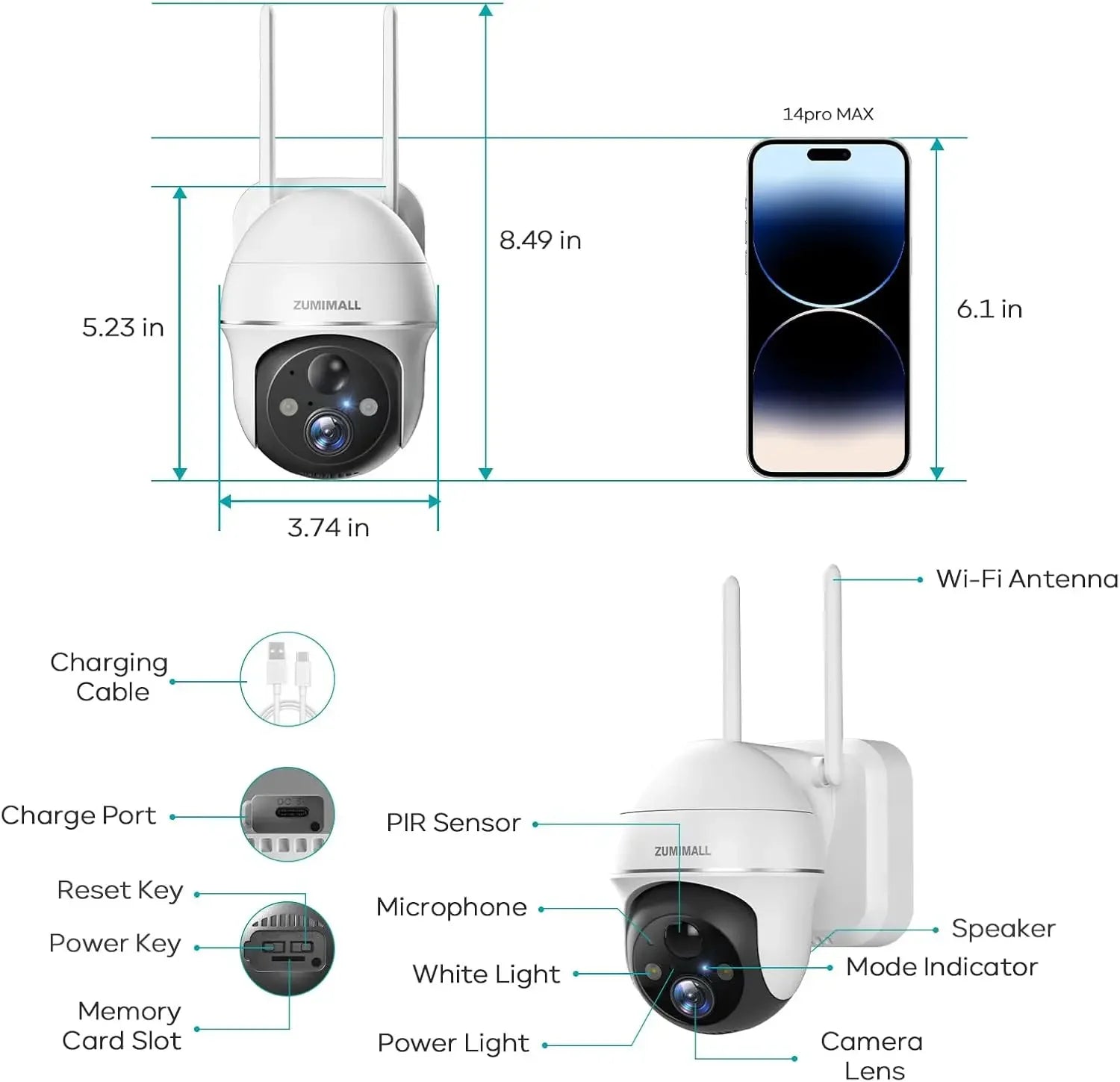 Wireless Outdoor Security Camera with 360° View, 2K Battery Powered, Color Night Vision, AI Detection, Alexa Compatible Peaceful Pleasures Health and Wellness