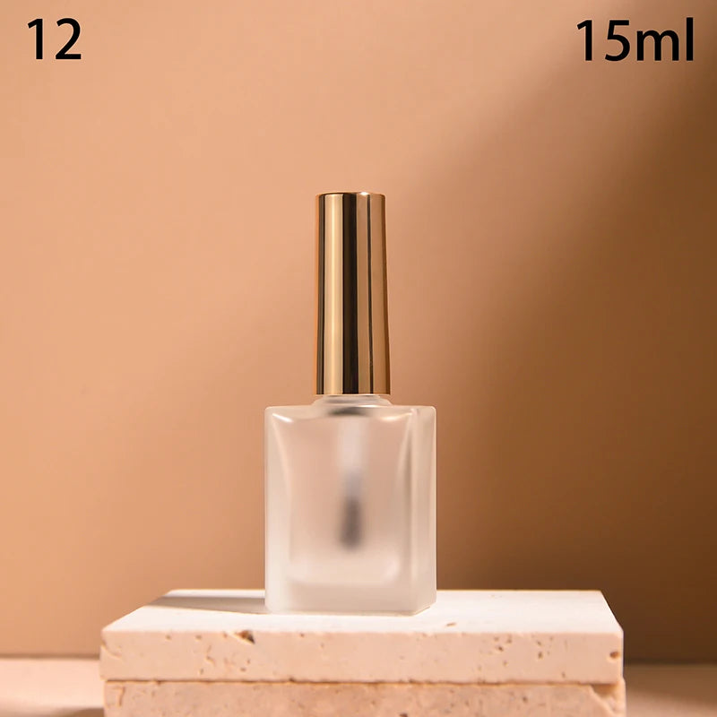 15ml Frosted Glass Nail Polish Bottle with Brush – DIY Nail Art