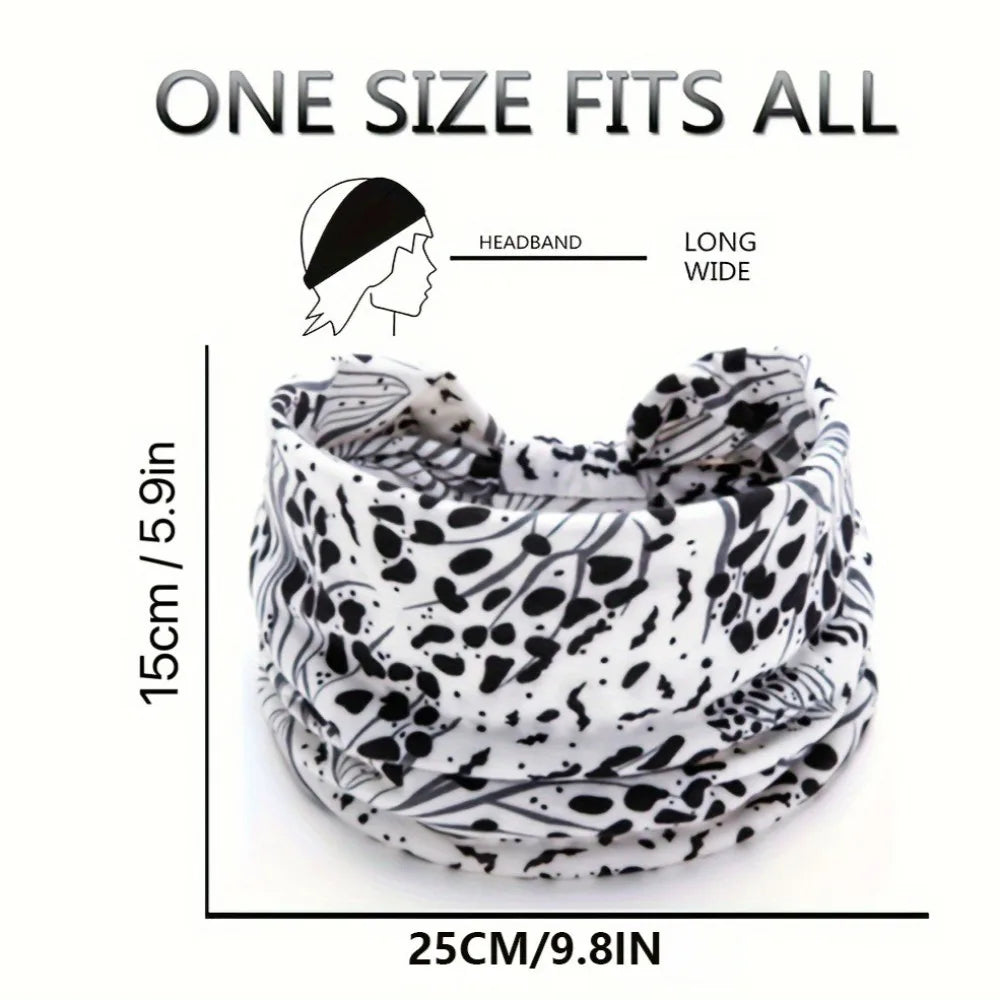 Boho Wide Knotted Leopard Headband Soft Elastic Printed Turban Hairband For Women Girls Sport Yoga Workout Headwear headscarf Peaceful Pleasures Health and Wellness