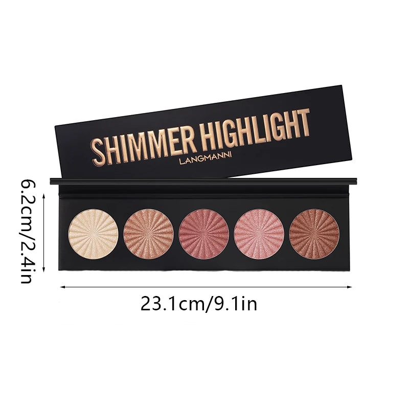 Highlighting and Contouring Palette 5 Colours All-in-One Makeup Palette Stereoscopic Natural Highlighting Makeup Palette Peaceful Pleasures Health and Wellness