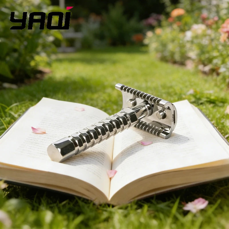 2026 Yaqi Duomo Stainless Steel Safety Razor 0.70mm Blade Gap for Smooth Shaving Comfortable Grip Classic Design Peaceful Pleasures Health and Wellness