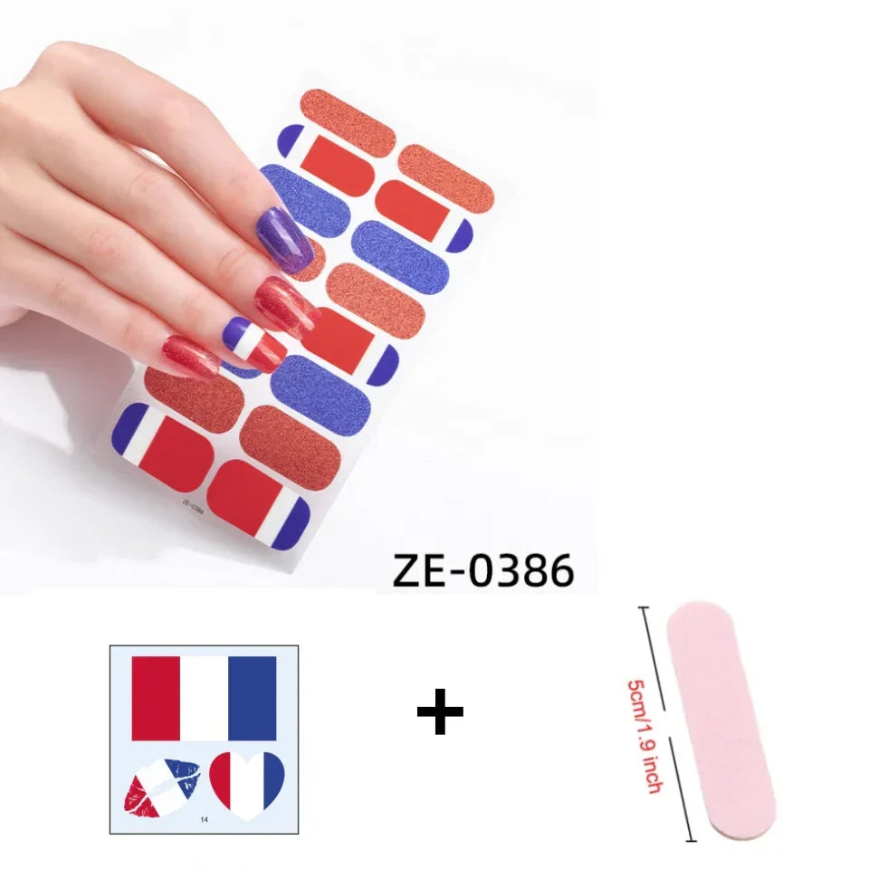 3-Piece Flag Nail Sticker & Foil Art Accessories Set Peaceful Pleasures Health and Wellness France 3pcs