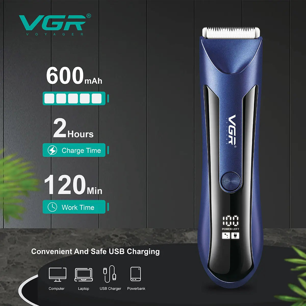 VGR 951 Body Hair Trimmer Groin Rechargeable Ball Shaver/Trimmer Men Electric Pubic Beard Hair Clipper For Men Groomer Peaceful Pleasures Health and Wellness