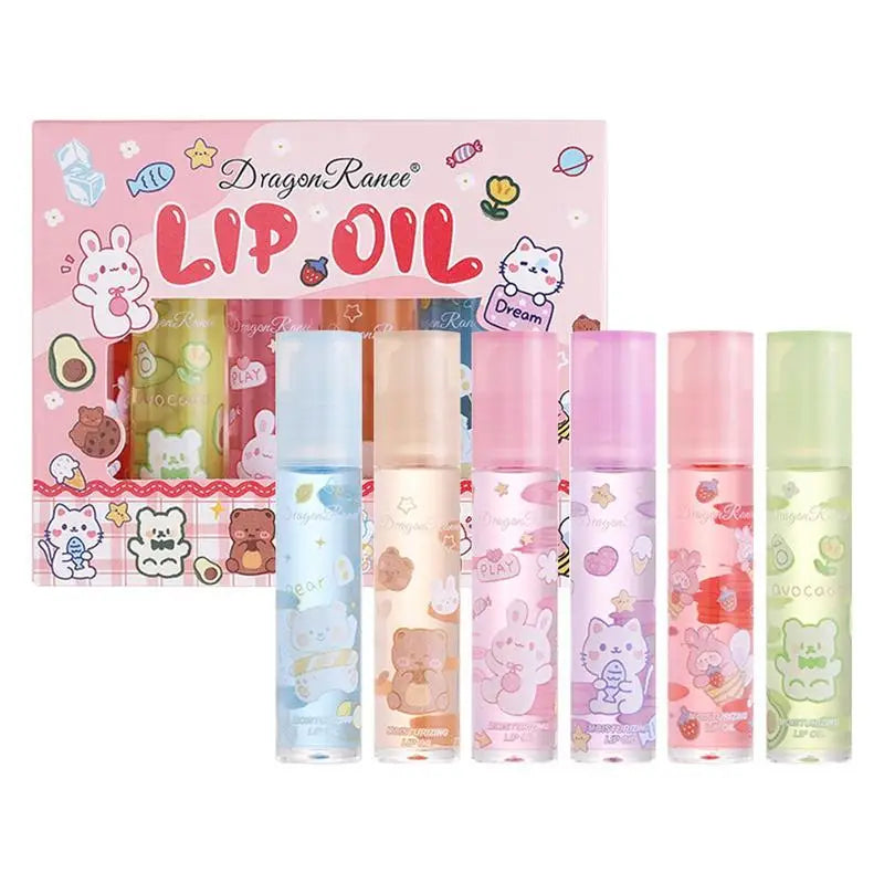 Flower Lip Oil Set 6pcs – Moisturizing Jelly Gloss Kit