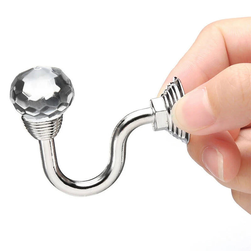 Crystal Curtain Holdback Hooks | Decorative Wall Tie Backs Set of 2