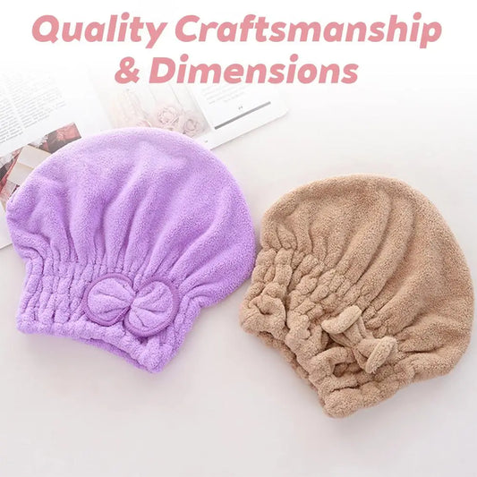 Coral Fleece Microfiber Hair Drying Cap – Ultra-Absorbent Bow-Knot Hair Turban Wrap for Quick Drying (Purple, Pink, Blue, Brown) Peaceful Pleasures Health and Wellness