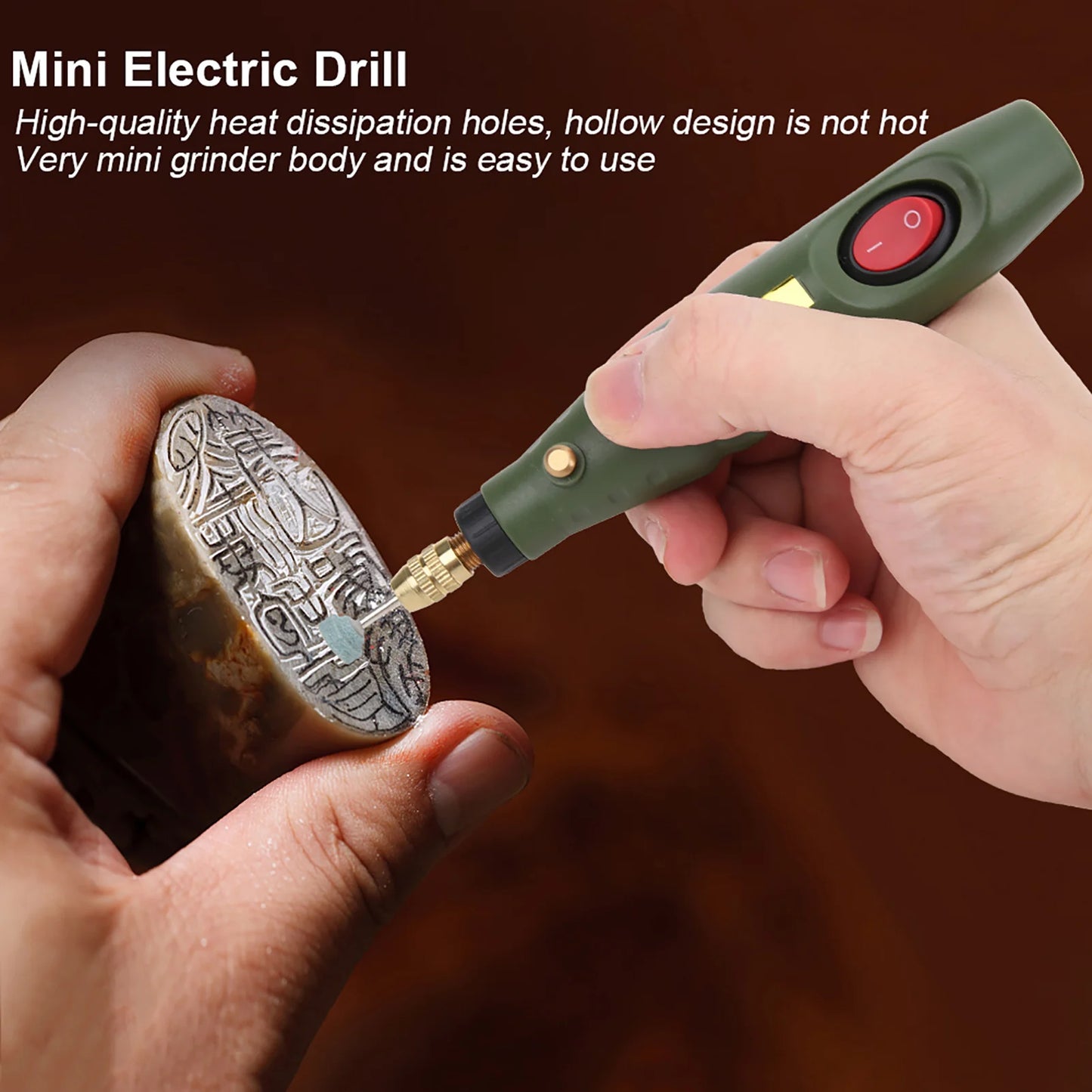 Mini Electric Drill Grinder Engraver Rotary Carver Tool Agate Wood