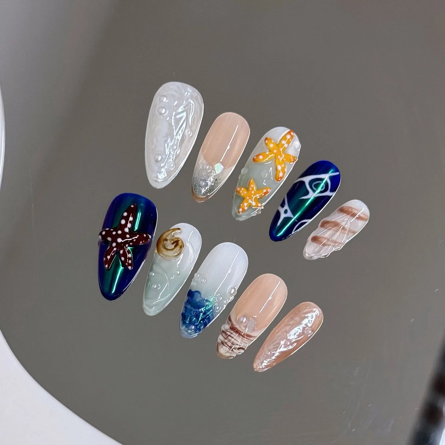 10pcs Handmade y2K Press on Nails Sweet Cool Crocodile pattern Almond Fake Nail Tips Wearable Ins Blush Spice Girls False Nails Peaceful Pleasures Health and Wellness