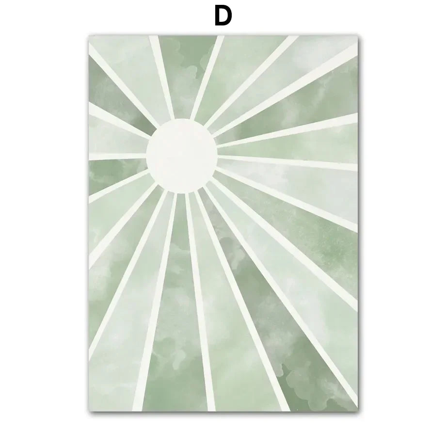 Sun Moon Abstract Landscape Canvas Wall Art Print | Unframed