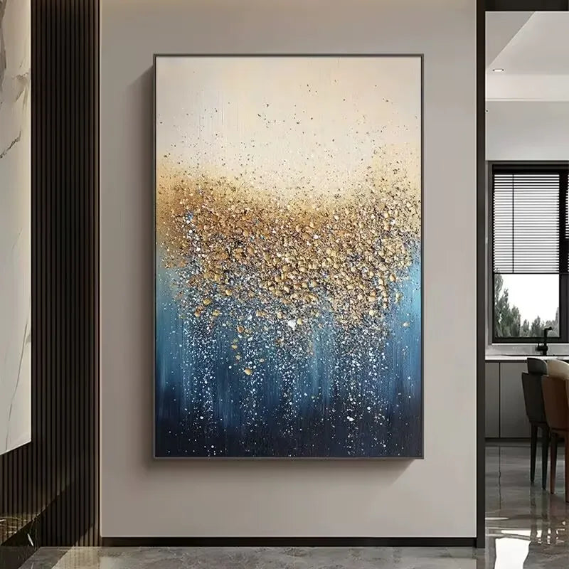 Beautiful Poster For Home Decor Pure Hand Painted Oil Painting On Canvas Gold Foil Picture High Quality Mural For Living Room Peaceful Pleasures Health and Wellness