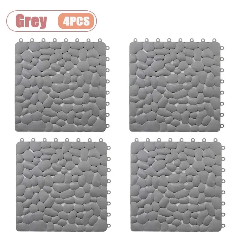 Non-Slip Pebble Bath Mat 30×30cm | Waterproof Splicing Shower Pad