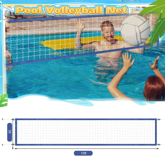 Portable Pool Volleyball Net 15x3FT – Heavy Duty Nylon Pool Volleyball Net Peaceful Pleasures Health and Wellness