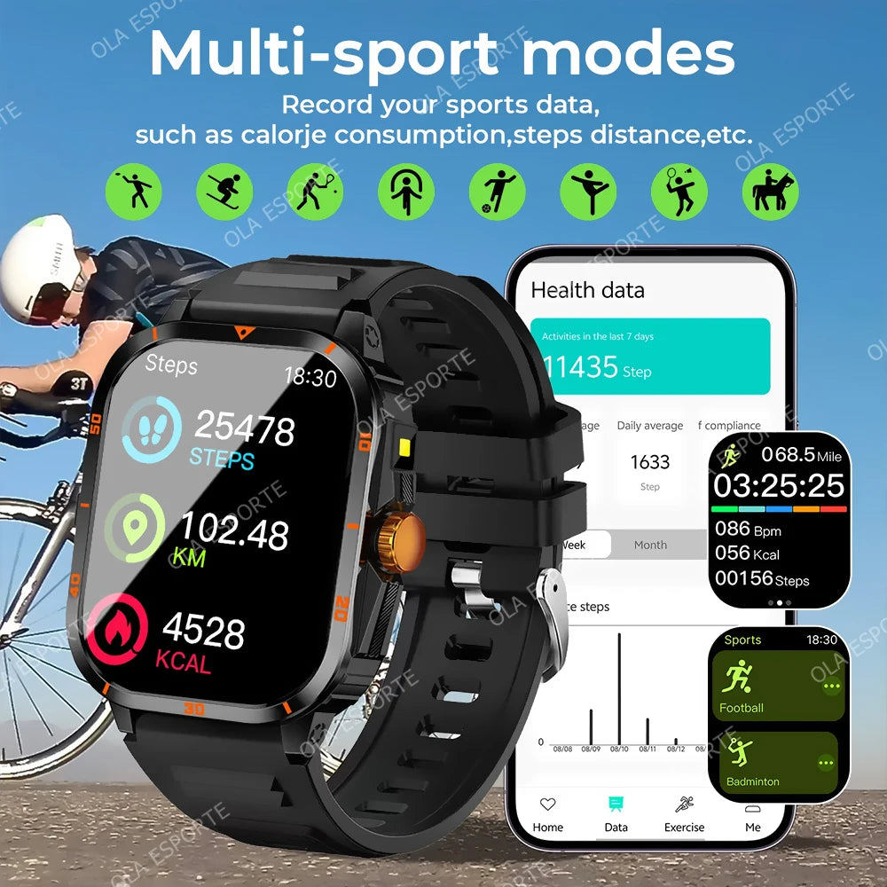 Military Smartwatch 2.01" HD Bluetooth Call Waterproof | Men