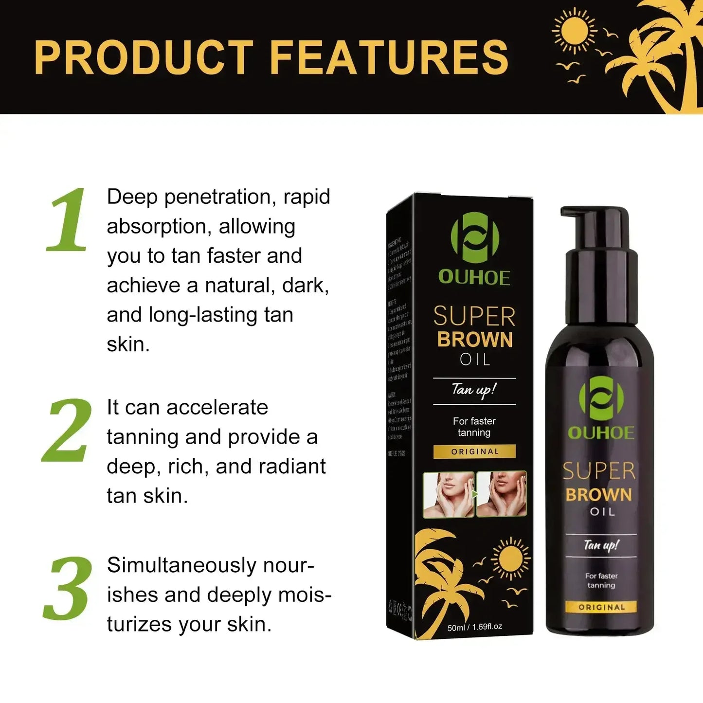 Natural Self Tanning Oil – Body Bronzer & Tanning Booster 50ml Peaceful Pleasures Health and Wellness