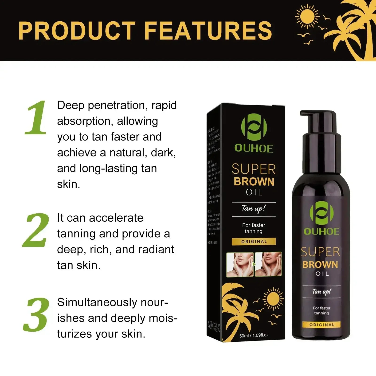 Natural Self Tanning Oil – Body Bronzer & Tanning Booster 50ml Peaceful Pleasures Health and Wellness