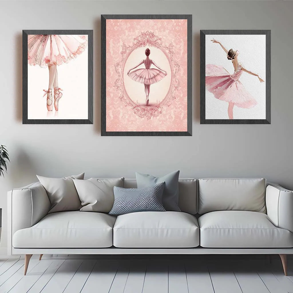 Nordic Style Ballet Dancer Wall Art Pink Watercolor Ballerina Canvas Painting Poster for Girls Bedroom Decor Peaceful Pleasures Health and Wellness