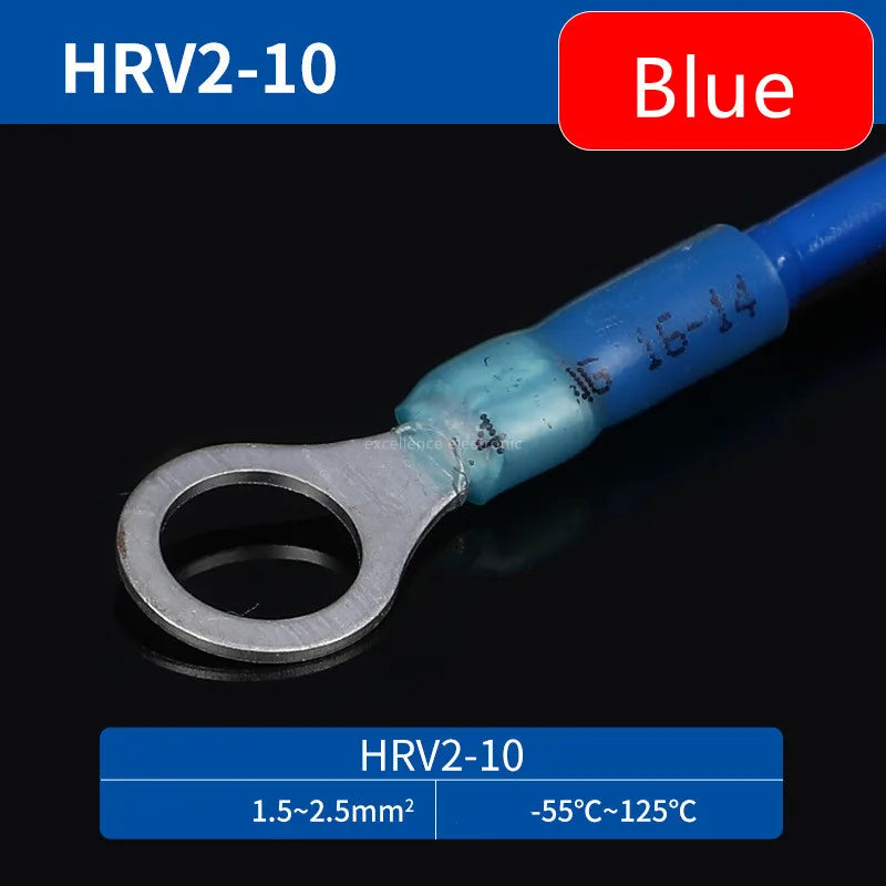 20PCS RV Circular Heat Shrink Waterproof End Male Female Plug Spring Quick Wiring Annular Pre Insulated Cold Pressed Terminal Peaceful Pleasures Health and Wellness RV2-M10 Blue