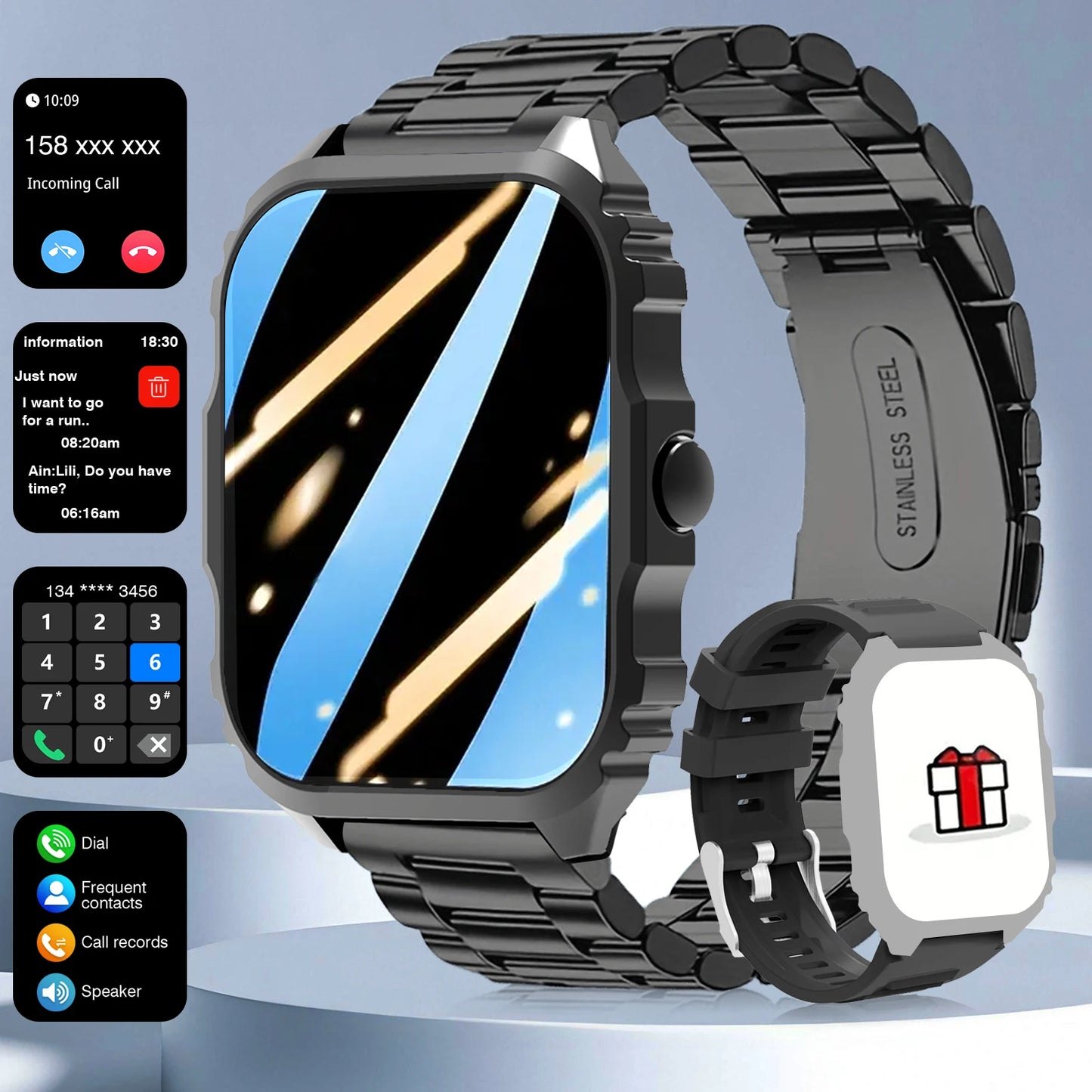 LOMAXFR 1.84" HD Smartwatch | Bluetooth Calling, Dual Strap