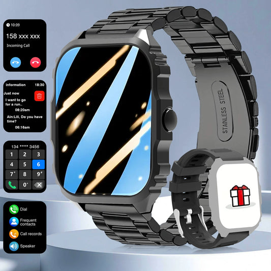 LOMAXFR 1.84" HD Smartwatch | Bluetooth Calling, Dual Strap Smartwatch Peaceful Pleasures Health and Wellness Y18-Jet Black