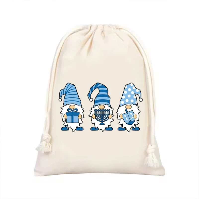 5pcs Hanukkah Drawstring Favor Bags | Chanukah Party Gift Bags
