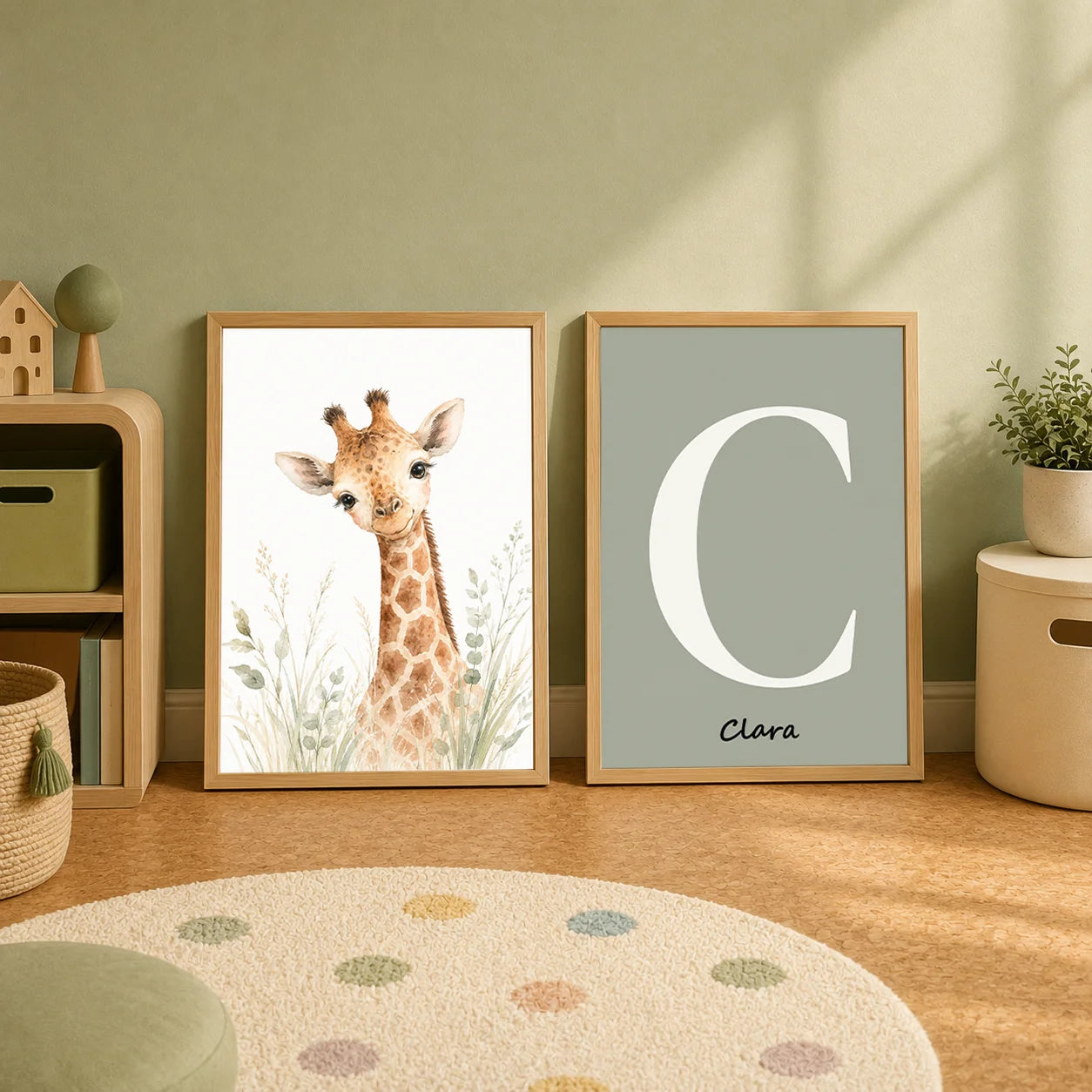 Personalized Letter Wall Art Cute Animal Canvas Painting Soft Nursery Poster Print Kids Room Wall Decor Peaceful Pleasures Health and Wellness