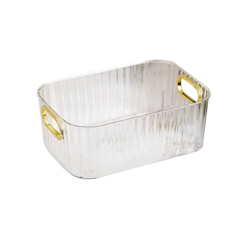 Clear Stackable Cosmetic Storage Box with Handle | PET Plastic