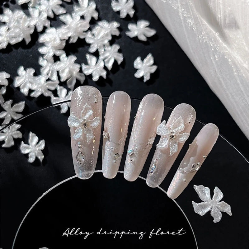 3D White Daisy Flower Nail Charms | Flat Back Resin Art Decor