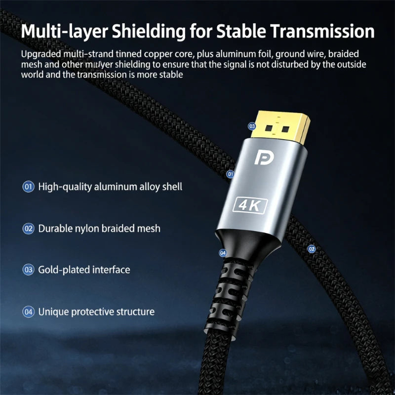 DisplayPort to HDMI Compatible Cable 4K 30Hz DP to HD Adapter Display Port Video Audio For PC Laptops TV Box Projector PS4 Peaceful Pleasures Health and Wellness