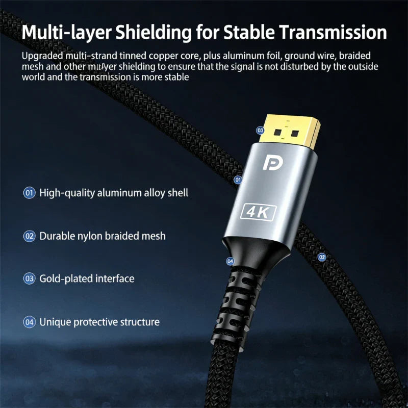 DisplayPort to HDMI Cable 4K 30Hz – PC, Laptop, TV & PS4